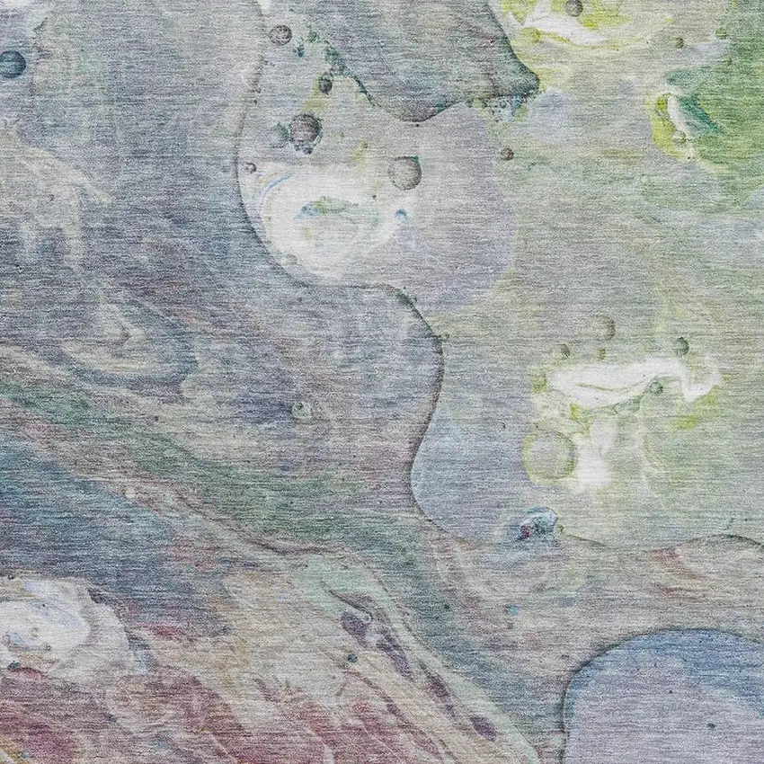 Blue Purple And Green Abstract Washable Area Rug With UV Protection Photo 3