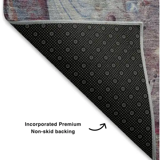 Blue Purple And Green Abstract Washable Area Rug With UV Protection Photo 7