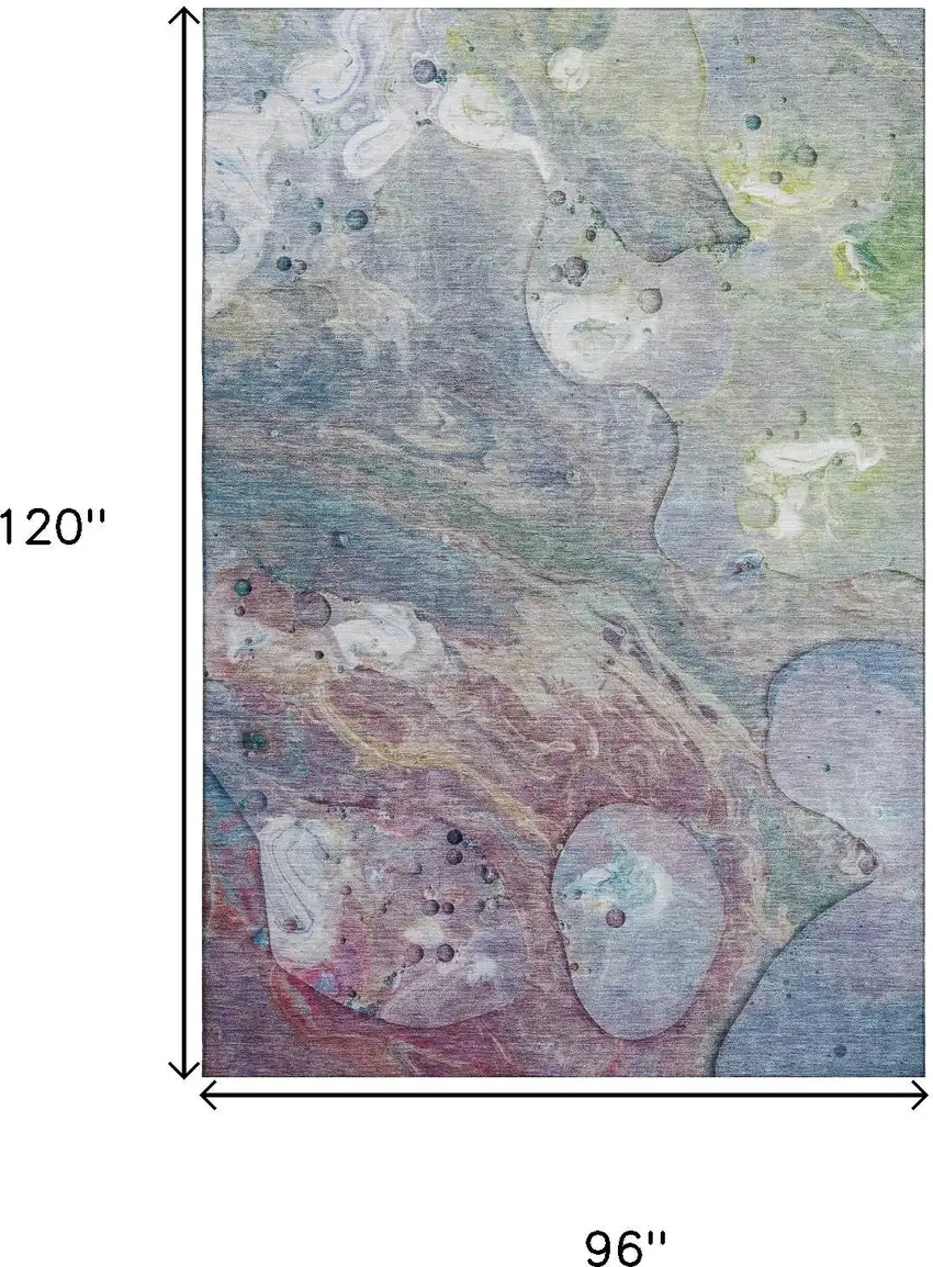 Blue Purple And Green Abstract Washable Area Rug With UV Protection Photo 9
