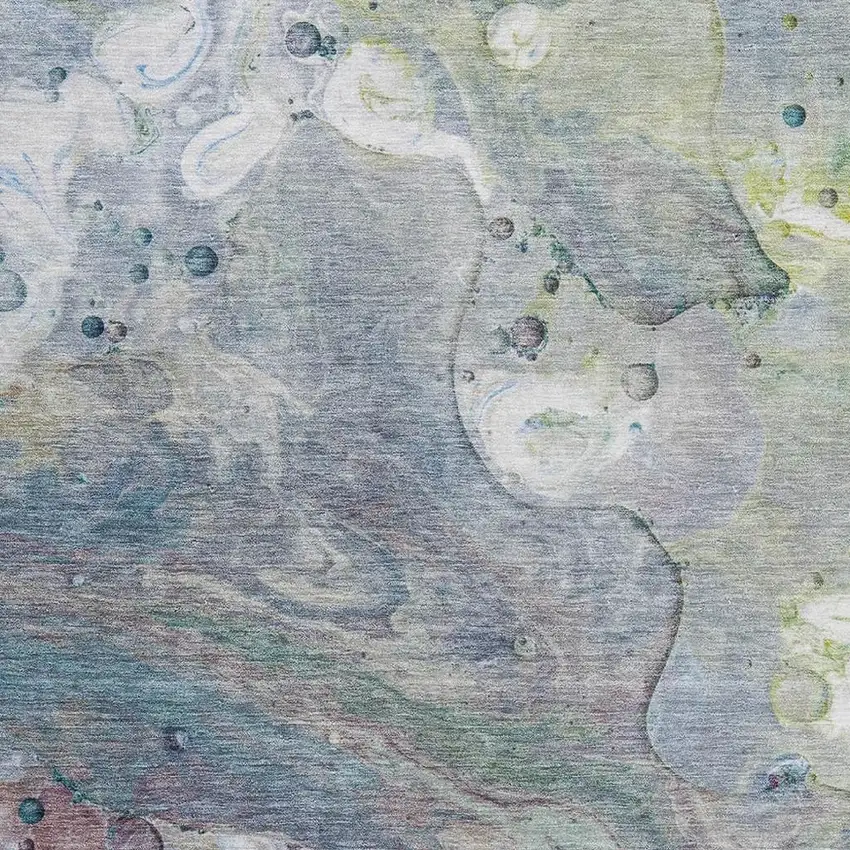 Blue Purple And Green Abstract Washable Area Rug With UV Protection Photo 3