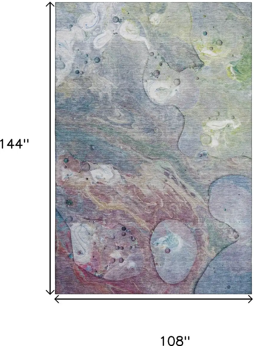 Blue Purple And Green Abstract Washable Area Rug With UV Protection Photo 9