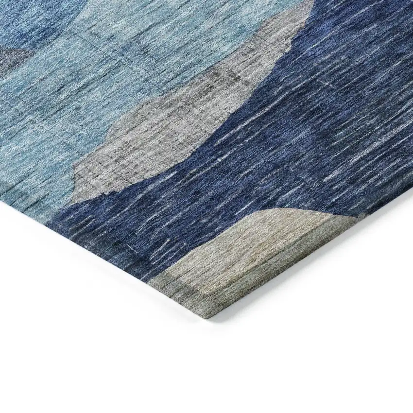 Blue Purple And Green Abstract Washable Indoor Outdoor Area Rug Photo 4
