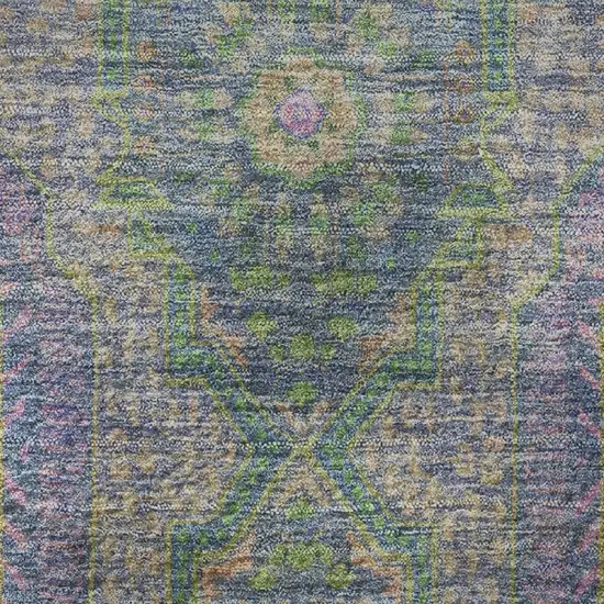 Blue Purple And Green Medallion Washable Area Rug With UV Protection Photo 8