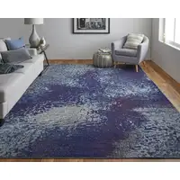 Photo of Blue Purple And Ivory Abstract Power Loom Stain Resistant Area Rug