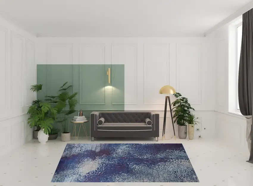 Blue Purple And Ivory Abstract Power Loom Stain Resistant Area Rug Photo 2