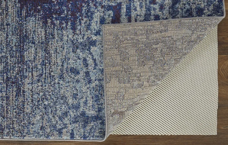 Blue Purple And Ivory Abstract Power Loom Stain Resistant Area Rug Photo 4