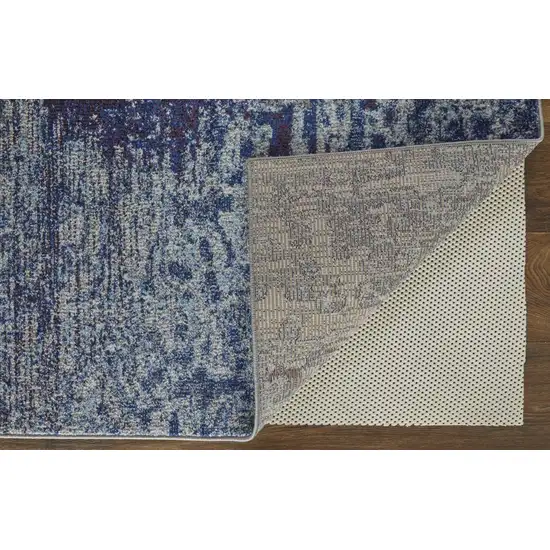 Blue Purple And Ivory Abstract Power Loom Stain Resistant Area Rug Photo 4