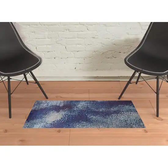 Blue Purple And Ivory Abstract Power Loom Stain Resistant Area Rug Photo 2