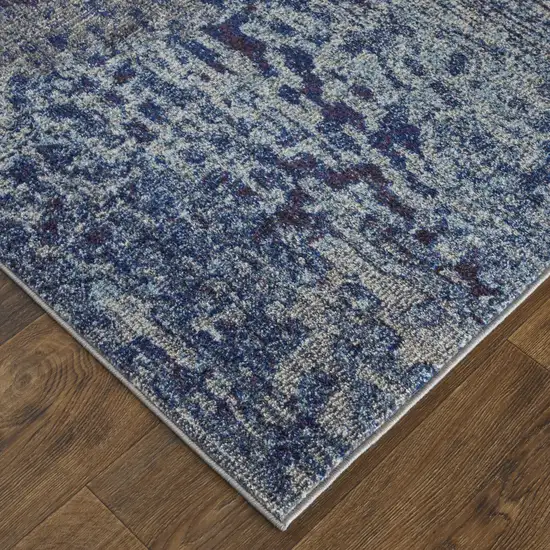 Blue Purple And Ivory Abstract Power Loom Stain Resistant Area Rug Photo 3