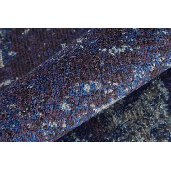 Blue Purple And Ivory Abstract Power Loom Stain Resistant Area Rug Photo 9