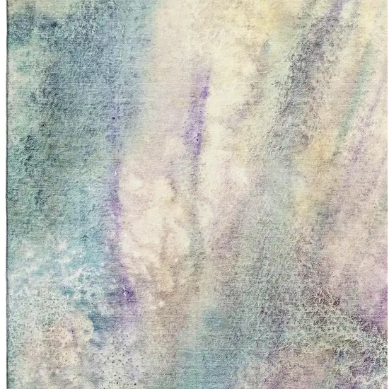 Blue Purple And Ivory Abstract Washable Area Rug With UV Protection Photo 9