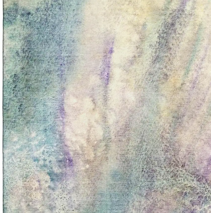 Blue Purple And Ivory Abstract Washable Area Rug With UV Protection Photo 4