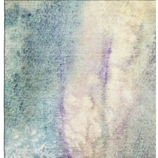 Blue Purple And Ivory Abstract Washable Area Rug With UV Protection Photo 8