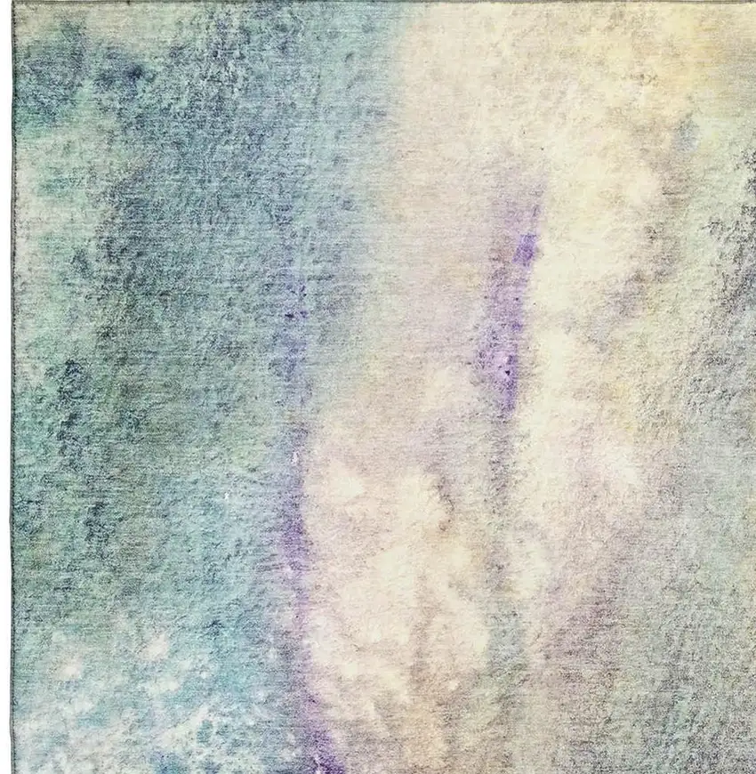 Blue Purple And Ivory Abstract Washable Area Rug With UV Protection Photo 8
