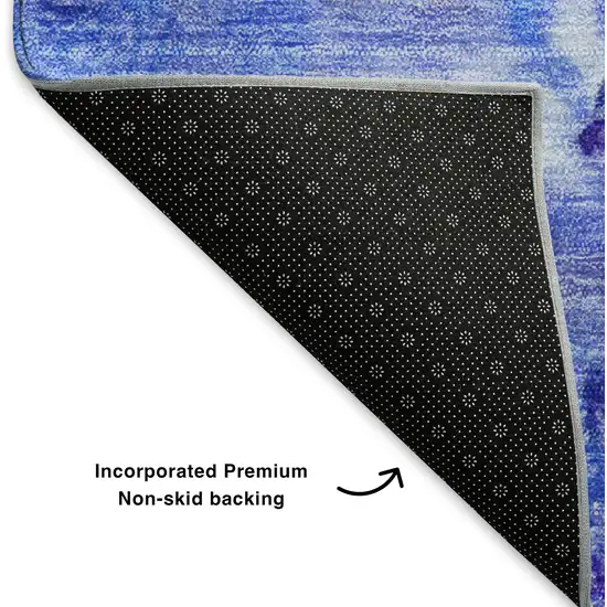 Blue Purple And Ivory Abstract Washable Area Rug With UV Protection Photo 6