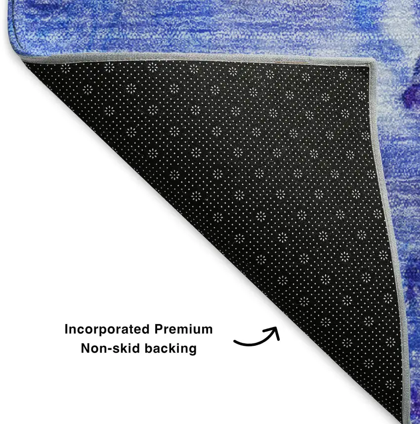 Blue Purple And Ivory Abstract Washable Area Rug With UV Protection Photo 8