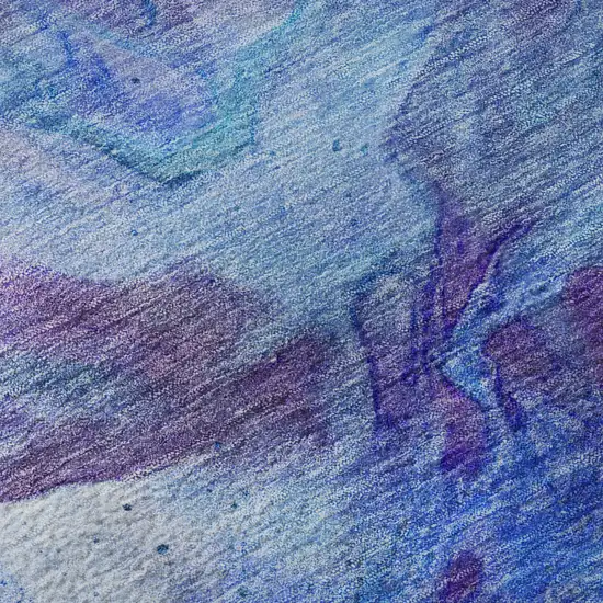 Blue Purple And Ivory Abstract Washable Area Rug With UV Protection Photo 3