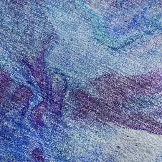 Blue Purple And Ivory Abstract Washable Area Rug With UV Protection Photo 6