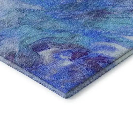 Blue Purple And Ivory Abstract Washable Area Rug With UV Protection Photo 8