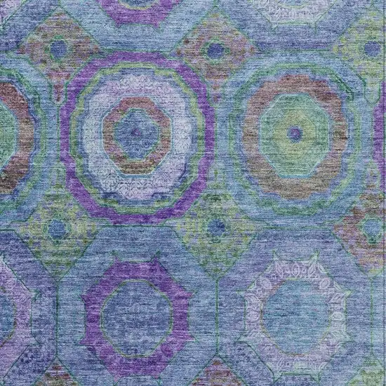 Blue Purple And Lime Green Geometric Washable Indoor Outdoor Area Rug Photo 3