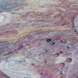 Photo of Blue Purple And Mint Green Abstract Washable Indoor Outdoor Area Rug