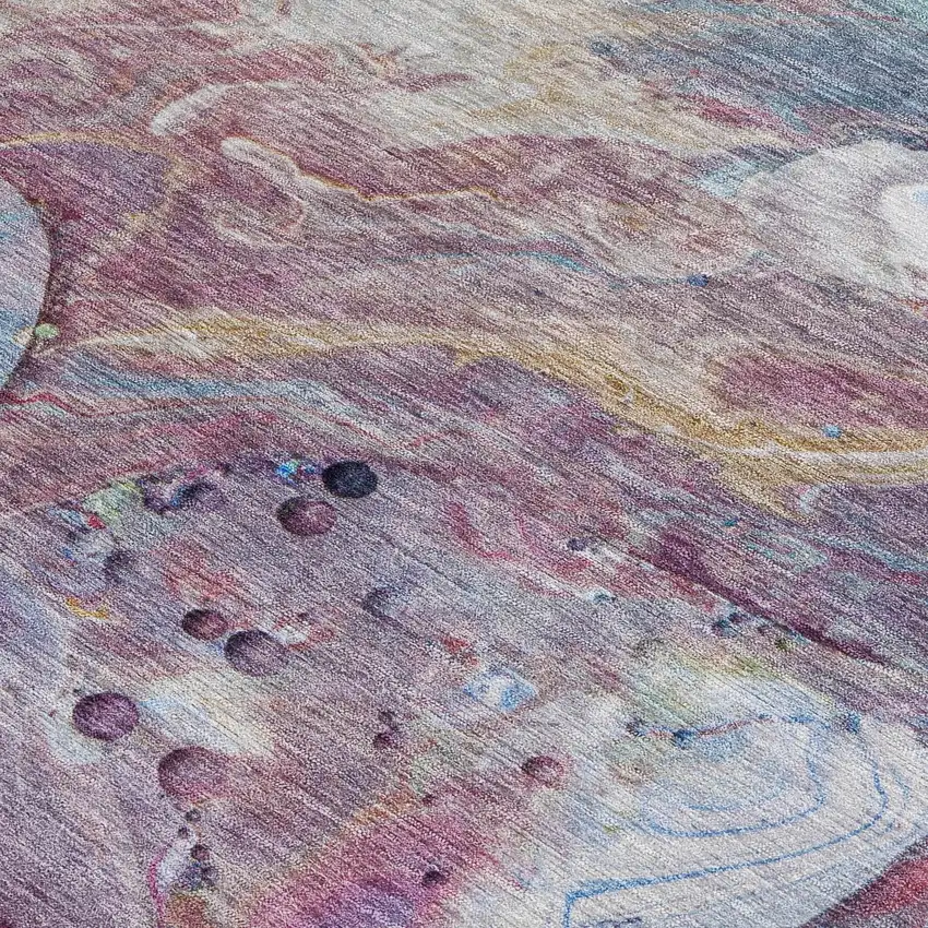 Blue Purple And Mint Green Abstract Washable Indoor Outdoor Area Rug Photo 4