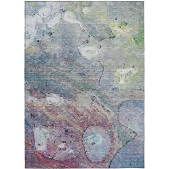 Blue Purple And Mint Green Abstract Washable Indoor Outdoor Area Rug Photo 9