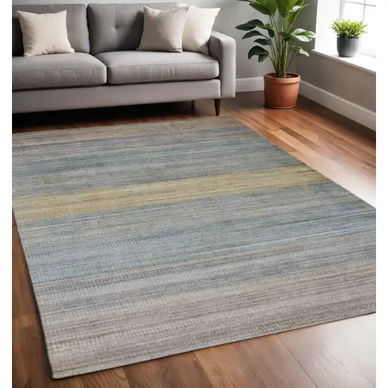 Blue Purple And Tan Ombre Hand Woven Area Rug Photo 1