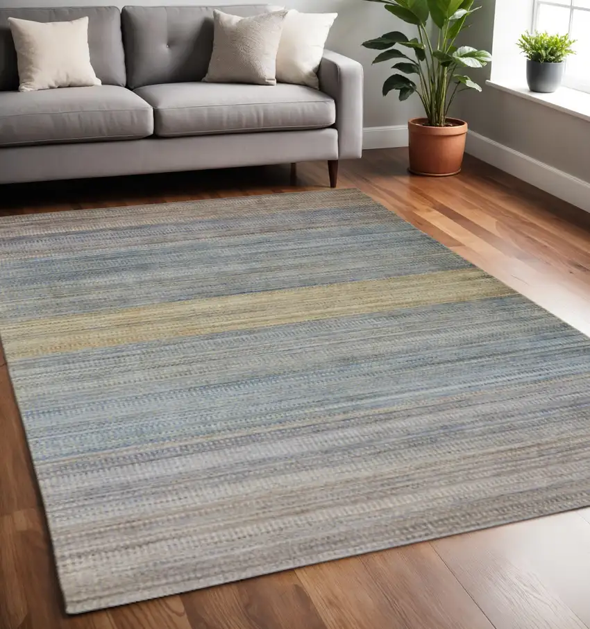 Blue Purple And Tan Ombre Hand Woven Area Rug Photo 1