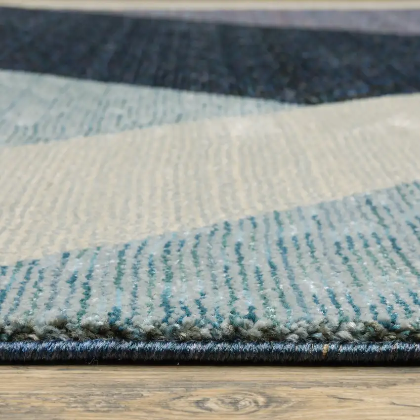 Blue Purple Grey And Teal Geometric Power Loom Area Rug Photo 5