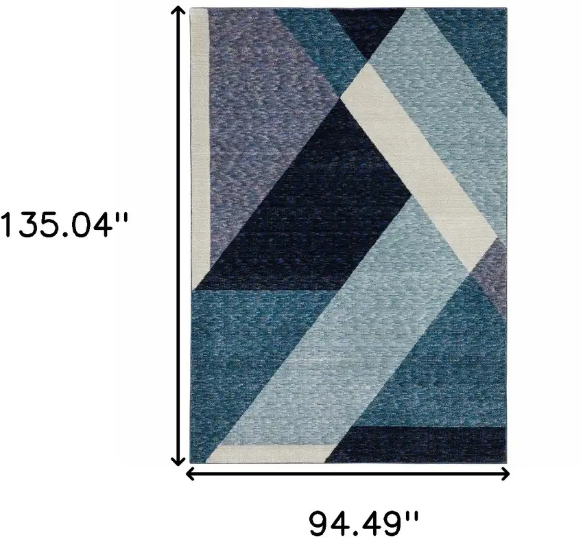 Blue Purple Grey and Teal Geometric Power Loom Area Rug Photo 3