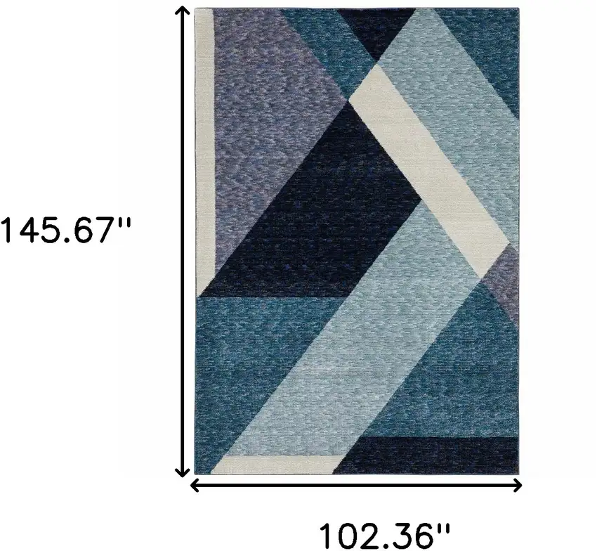 Blue Purple Grey and Teal Geometric Power Loom Area Rug Photo 3