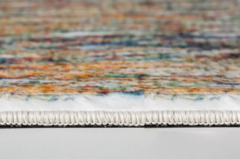 Blue Red Abstract Painting Modern Area Rug Photo 4