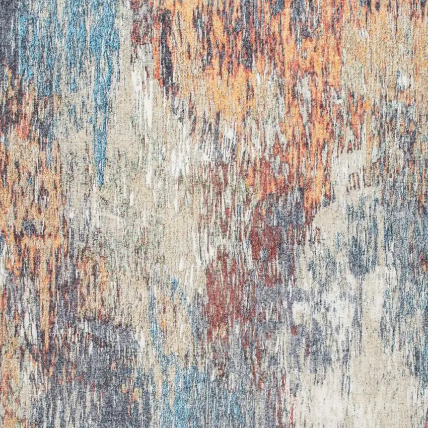 Blue and Beige Abstract Area Rug Photo 7