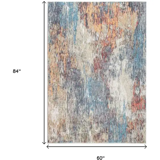 Blue and Beige Abstract Area Rug Photo 9