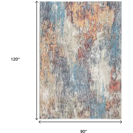 Blue and Beige Abstract Area Rug Photo 9