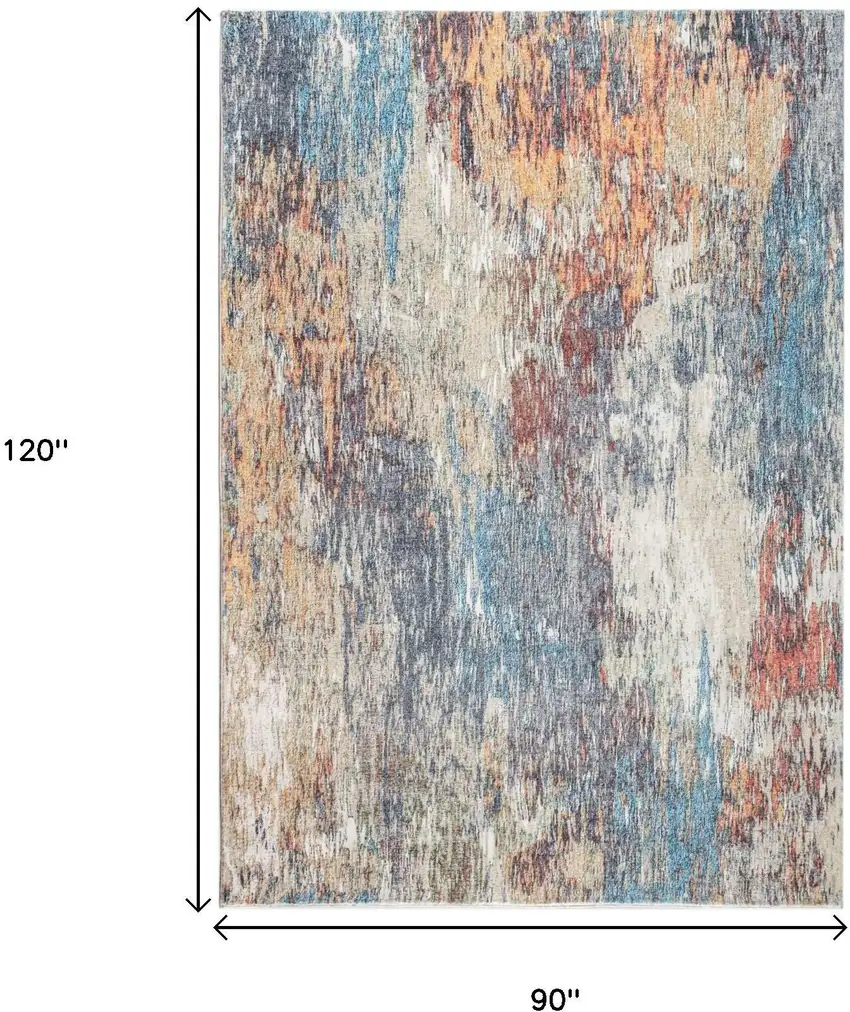 Blue and Beige Abstract Area Rug Photo 9