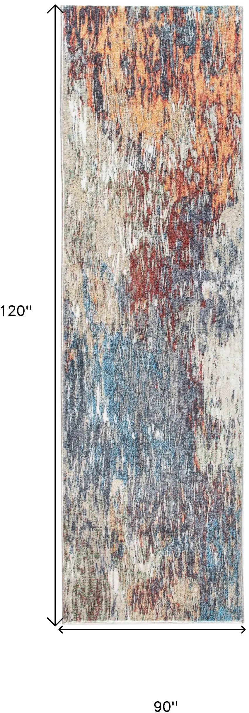 Blue Red Abstract Painting Modern Area Rug Photo 7