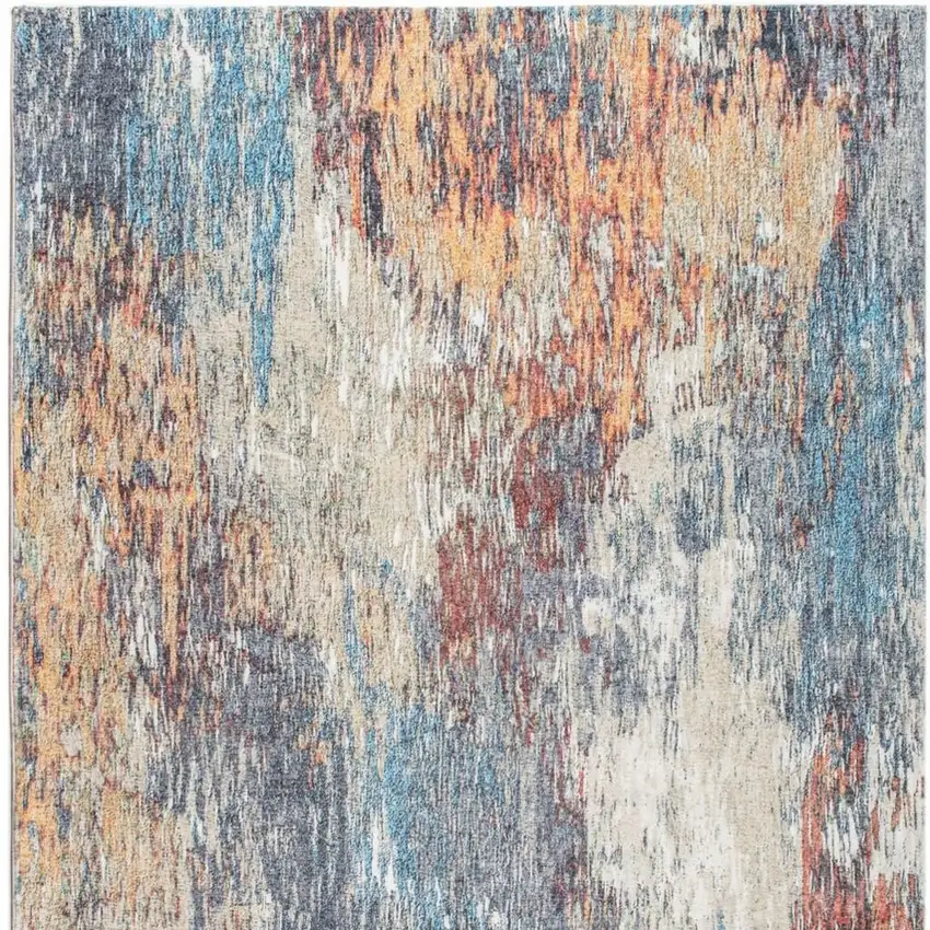 Blue and Beige Abstract Area Rug Photo 7