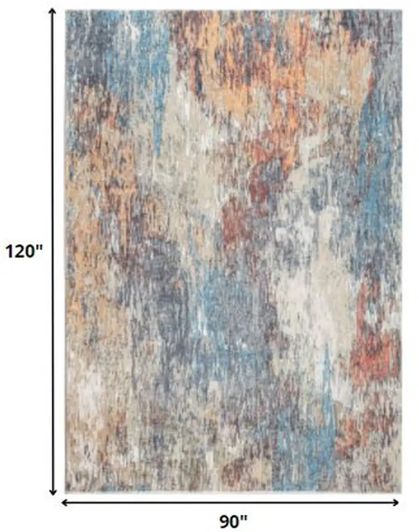 Blue and Beige Abstract Area Rug Photo 3