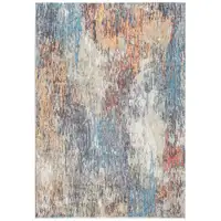 Photo of Blue Red Abstract Painting Modern Runner Rug