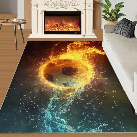 Blue Red And Black Abstract Area Rug Photo 1
