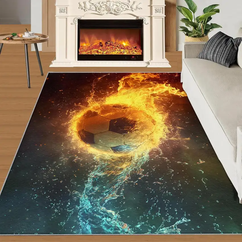 Blue Red And Black Abstract Area Rug Photo 1