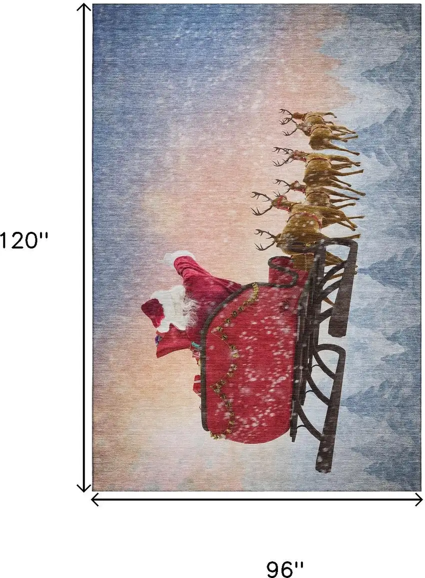 Blue Red And Brown Geometric Washable Area Rug With UV Protection Photo 3