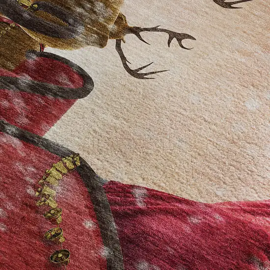 Blue Red And Brown Geometric Washable Area Rug With UV Protection Photo 5