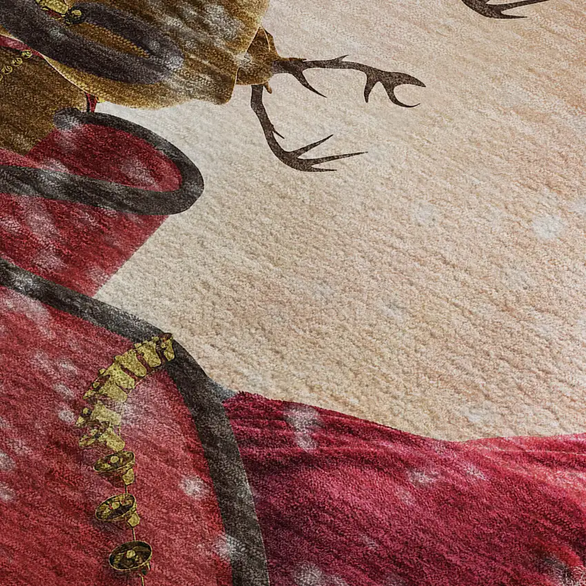 Blue Red And Brown Geometric Washable Area Rug With UV Protection Photo 5