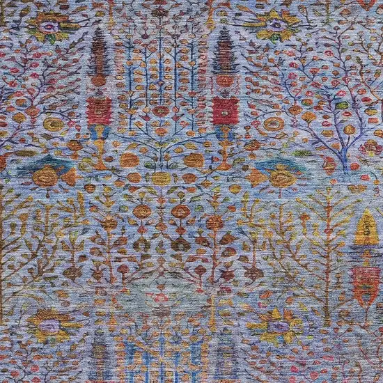 Blue Red And Gold Floral Washable Indoor Outdoor Area Rug Photo 3