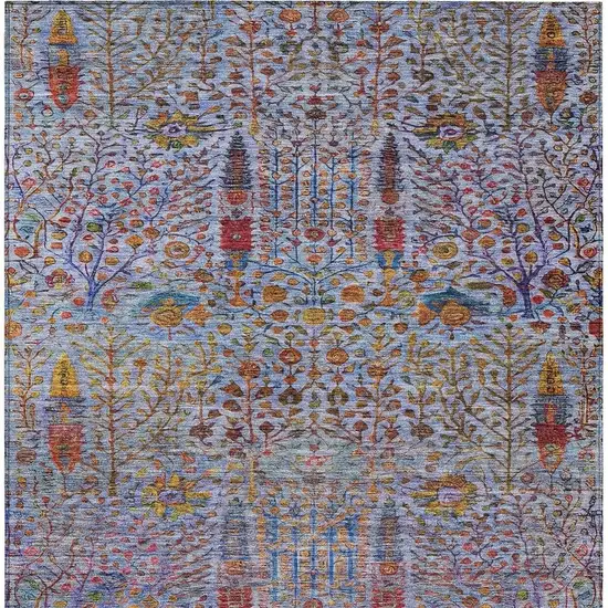 Blue Red And Gold Floral Washable Indoor Outdoor Area Rug Photo 7
