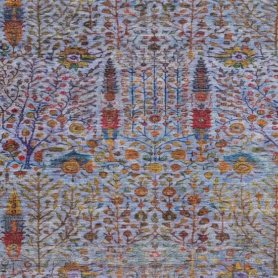 Blue Red And Gold Floral Washable Indoor Outdoor Area Rug Photo 3