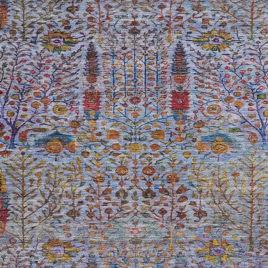 Blue Red And Gold Floral Washable Indoor Outdoor Area Rug Photo 3